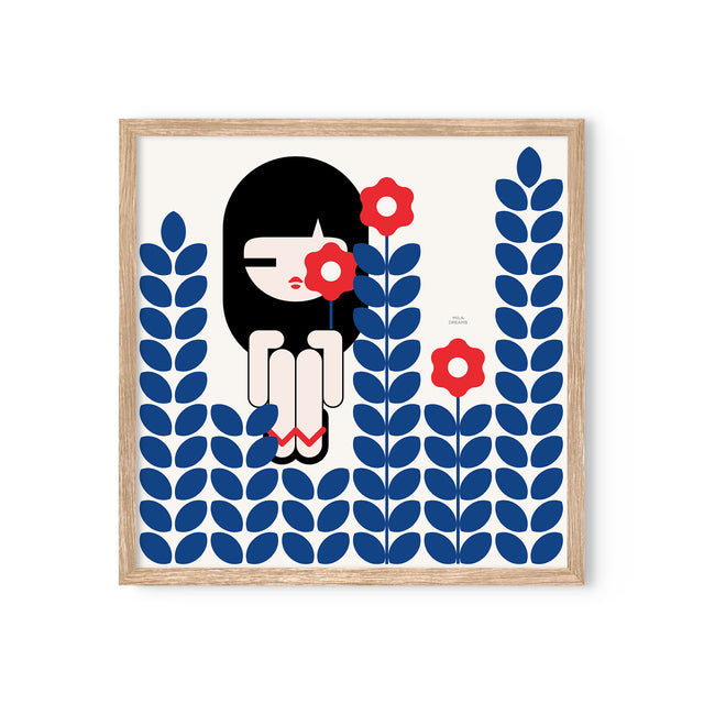 Girl in Blue Garden