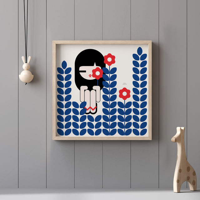 Girl in Blue Garden