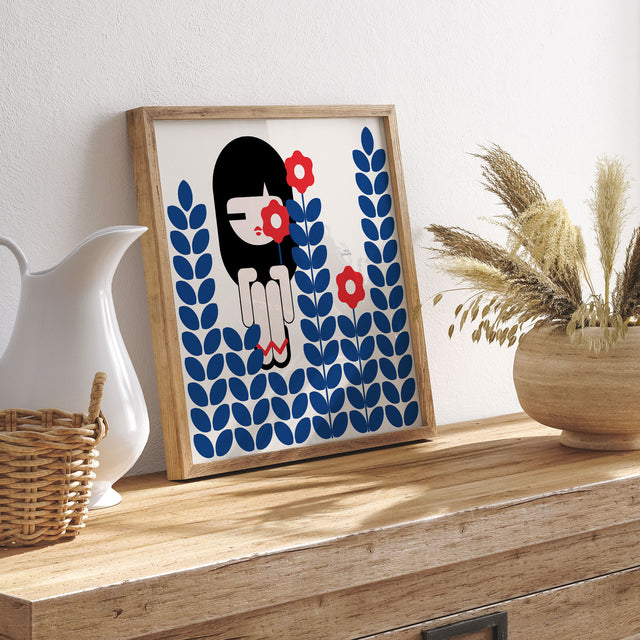Girl in Blue Garden