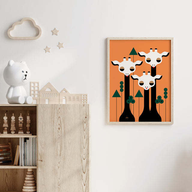Three Giraffes - Orange