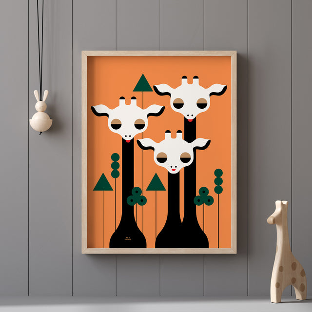 Three Giraffes - Orange