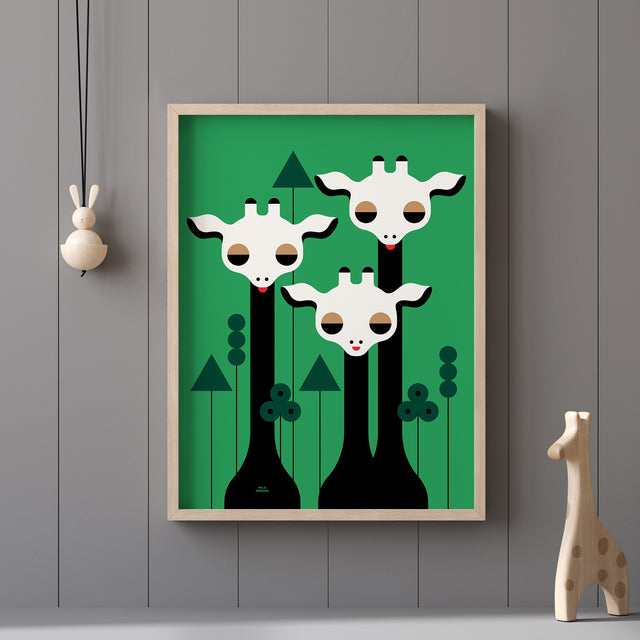 Three Giraffes - Green