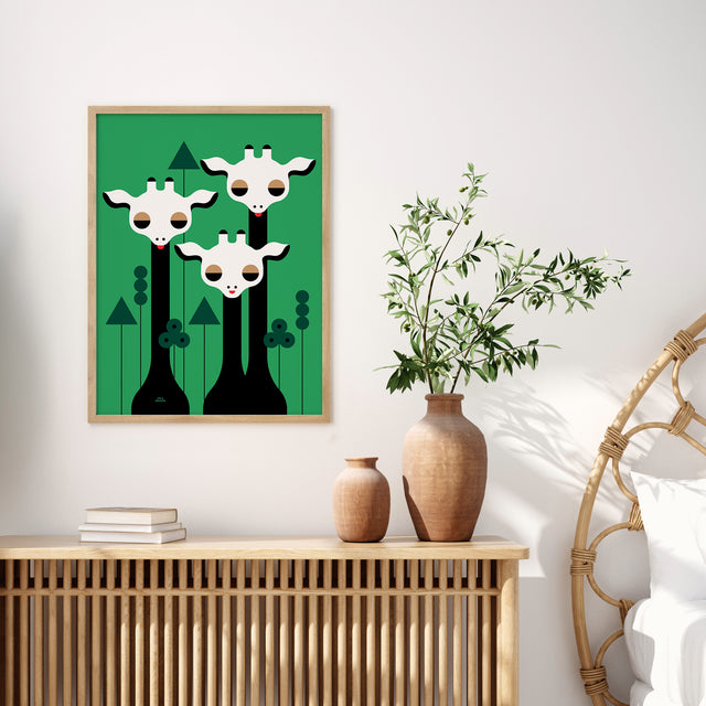 Three Giraffes - Green