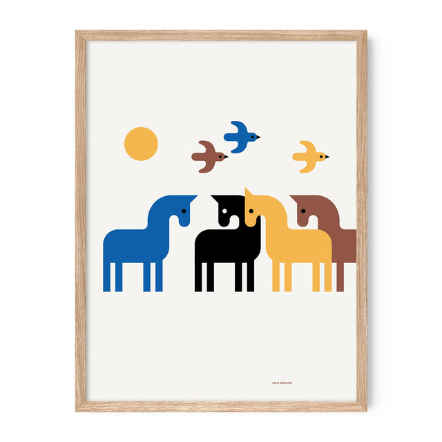 Birds and Horses - White