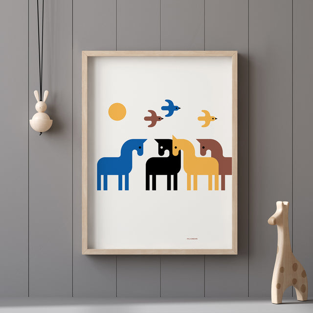 Birds and Horses - White