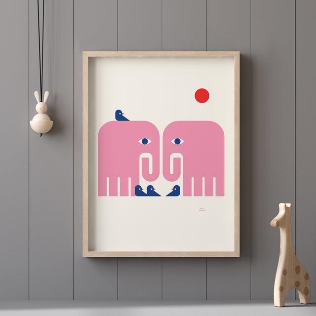 Pink Elephants and Birds