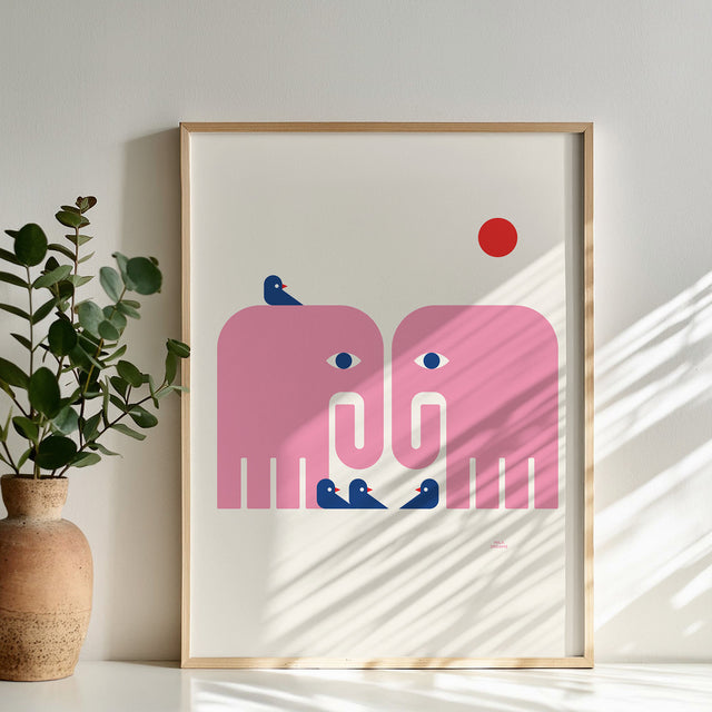 Pink Elephants and Birds