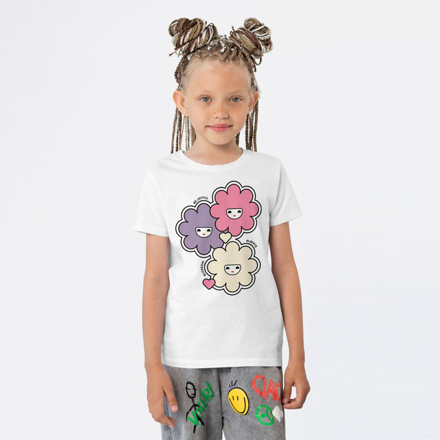 Happy Flowers Pink Youth T-Shirt