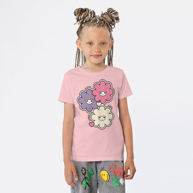 Happy Flowers Pink Youth T-Shirt