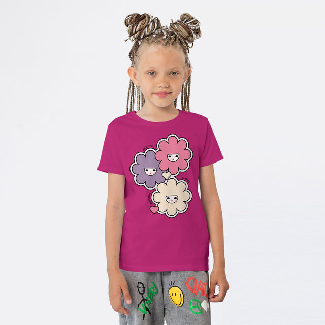 Happy Flowers Pink Youth T-Shirt