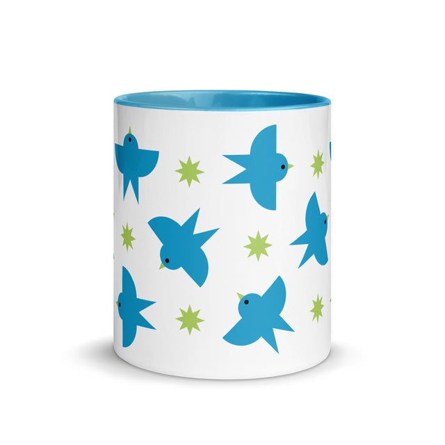 Blue Birds Flying Pattern Ceramic Mug