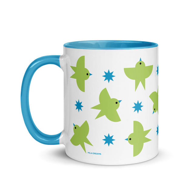 Green Birds Patterns Mug