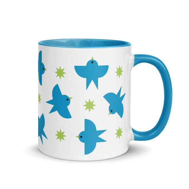 Blue Birds Flying Pattern Ceramic Mug