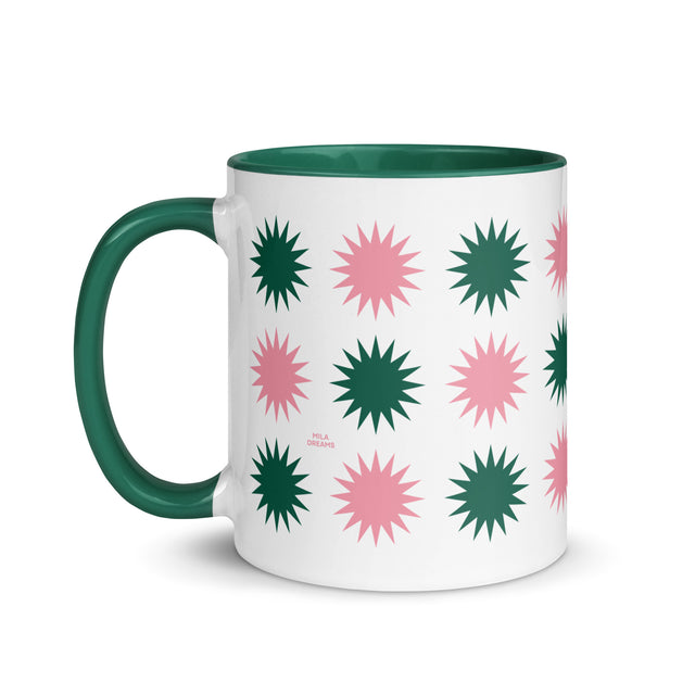 Pink & Green Stars Pattern Mug