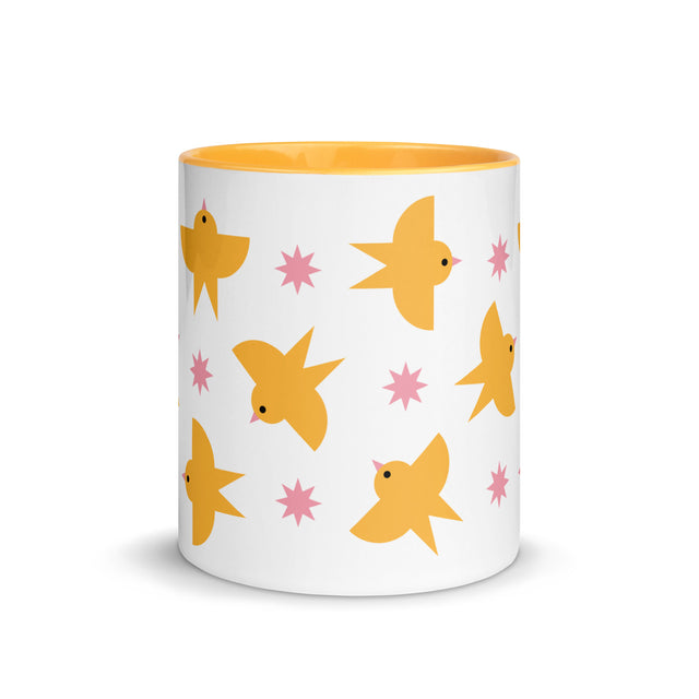 Modern Yellow Birds Pattern Mug