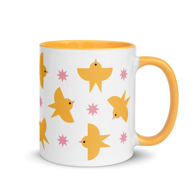 Modern Yellow Birds Pattern Mug