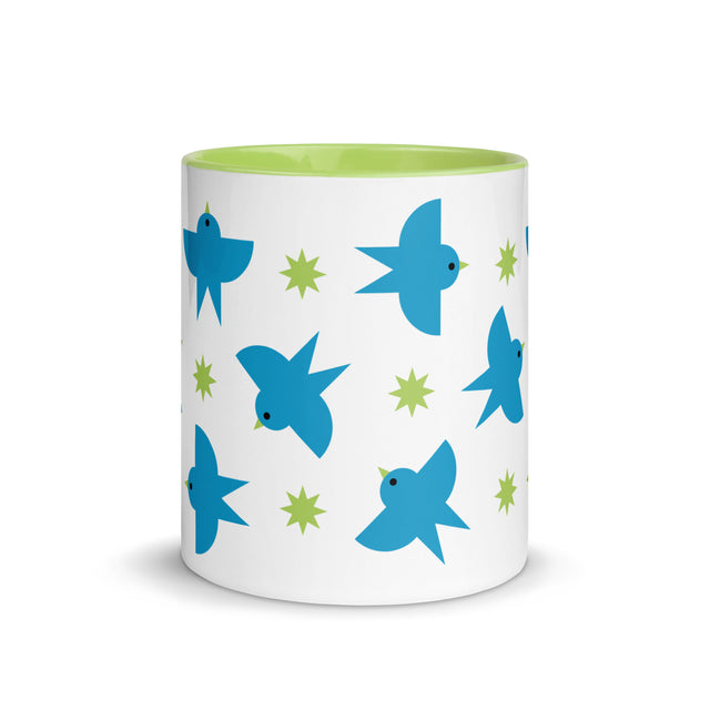 Blue Birds Flying Pattern Ceramic Mug
