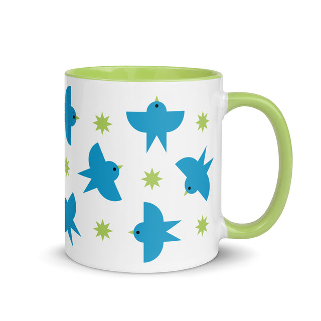 Blue Birds Flying Pattern Ceramic Mug