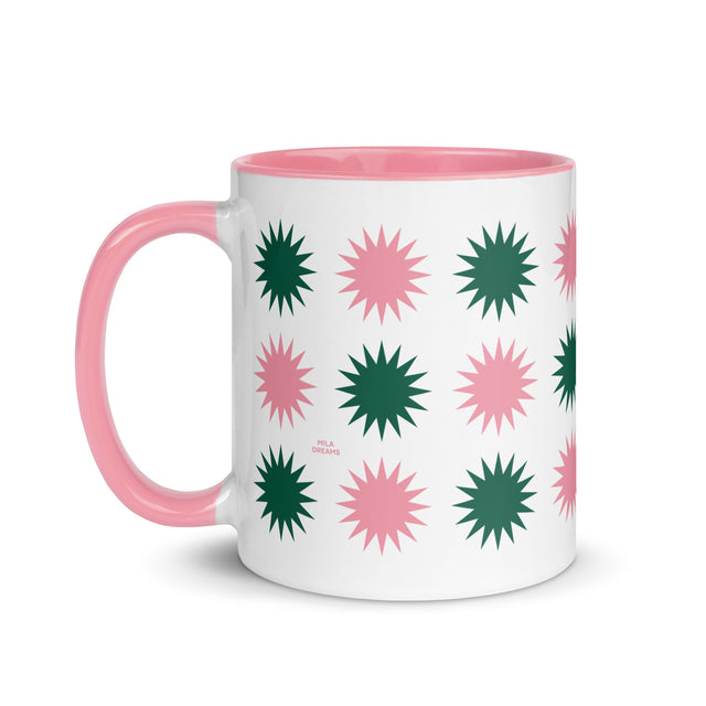 Pink & Green Stars Pattern Mug