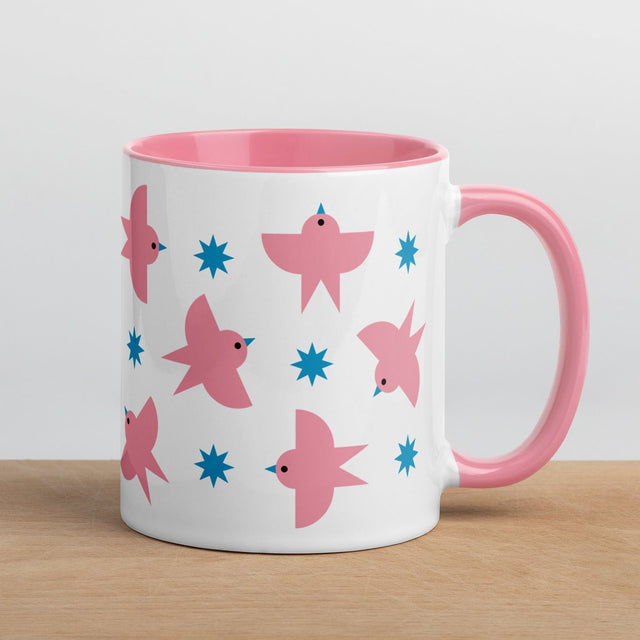 Modern Pink Bird Mug