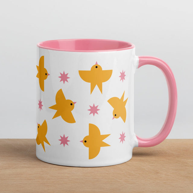 Modern Yellow Birds Pattern Mug