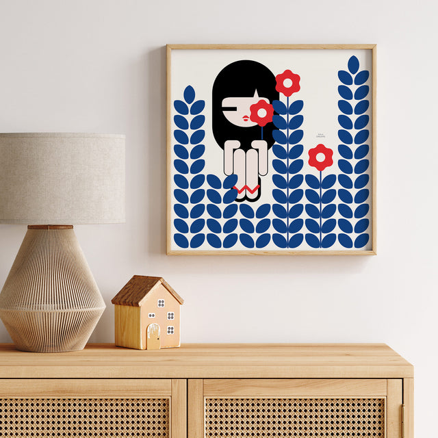 Girl in Blue Garden
