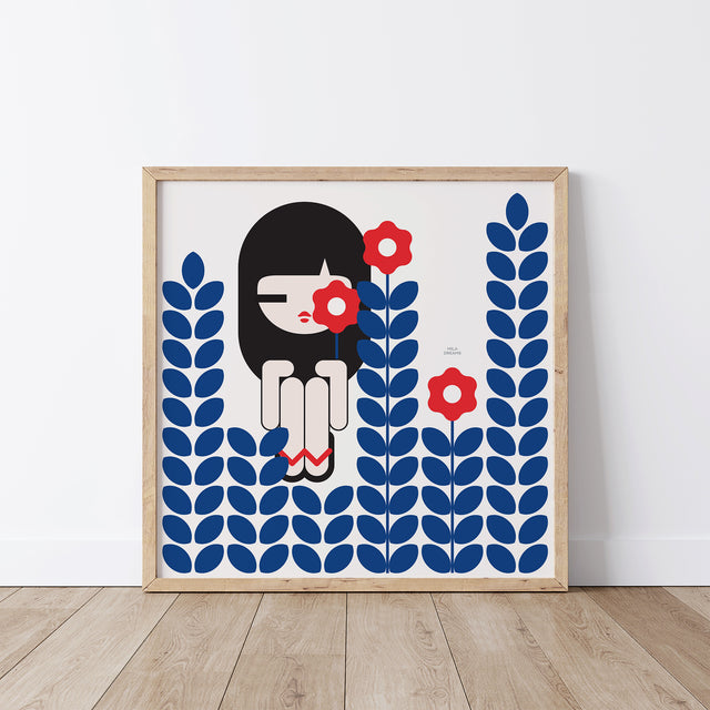 Girl in Blue Garden