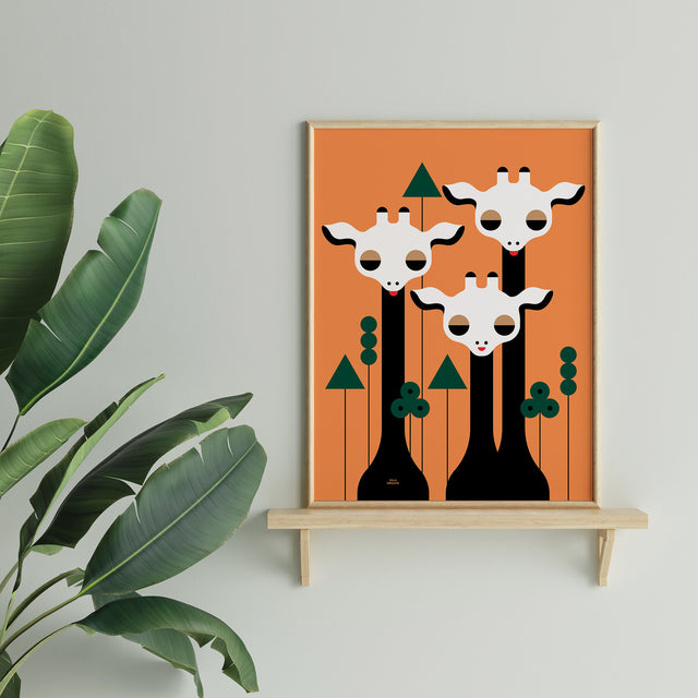 Three Giraffes - Orange