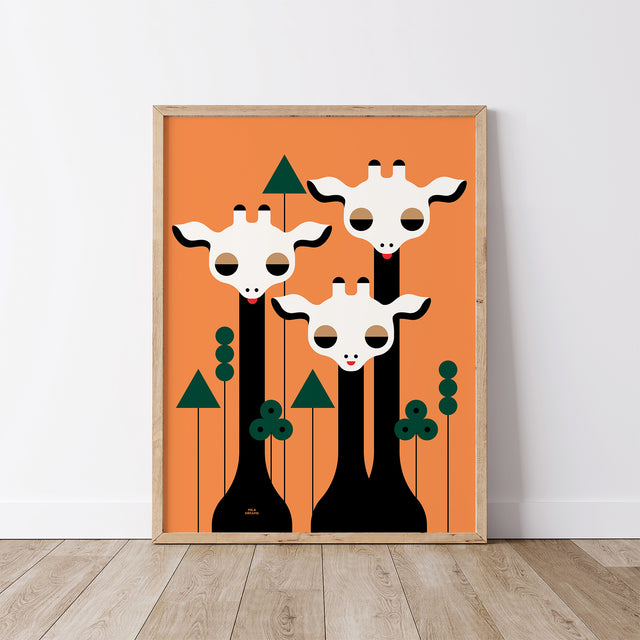 Three Giraffes - Orange