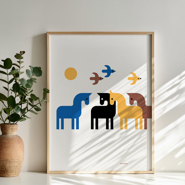 Birds and Horses - White