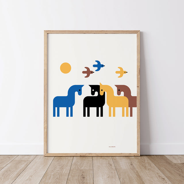 Birds and Horses - White