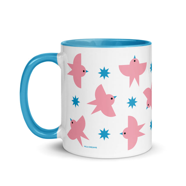 Modern Pink Bird Mug