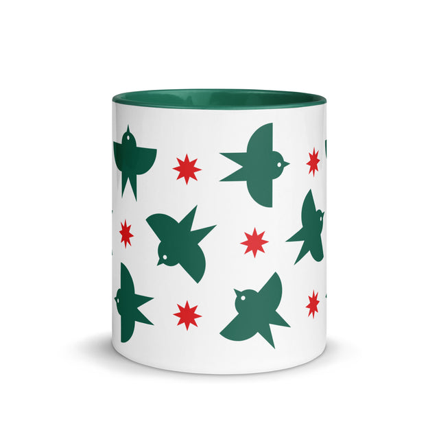 Green Birds Flying Holiday Mug