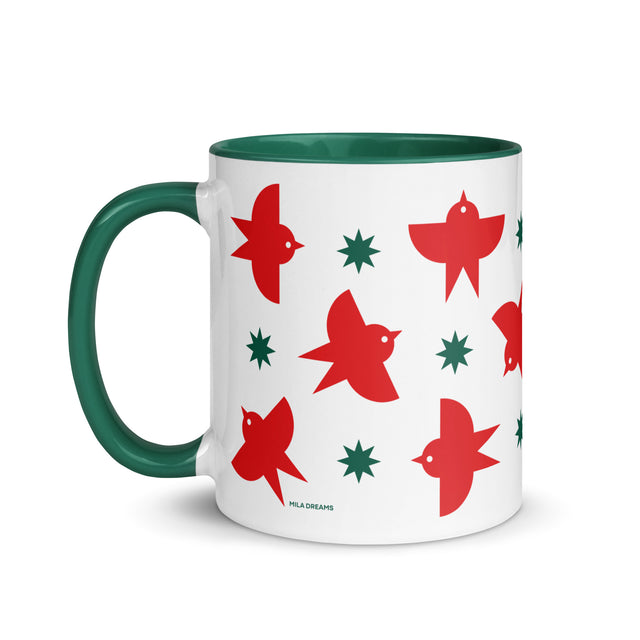 Red Birds Flying Holiday Mug