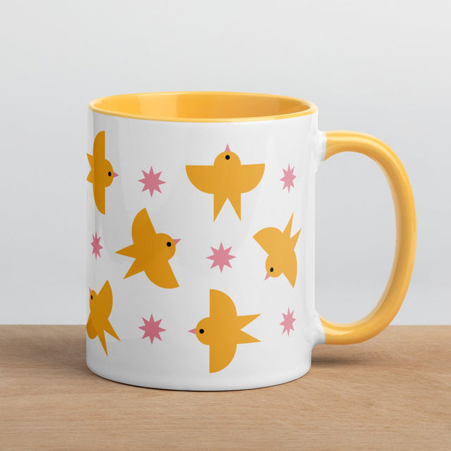 Modern Yellow Birds Pattern Mug