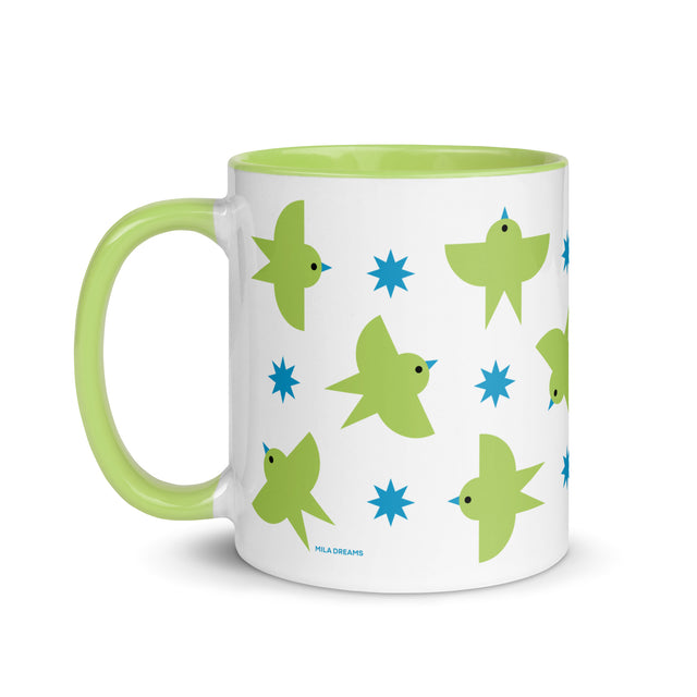 Green Birds Patterns Mug
