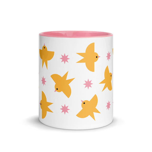Modern Yellow Birds Pattern Mug