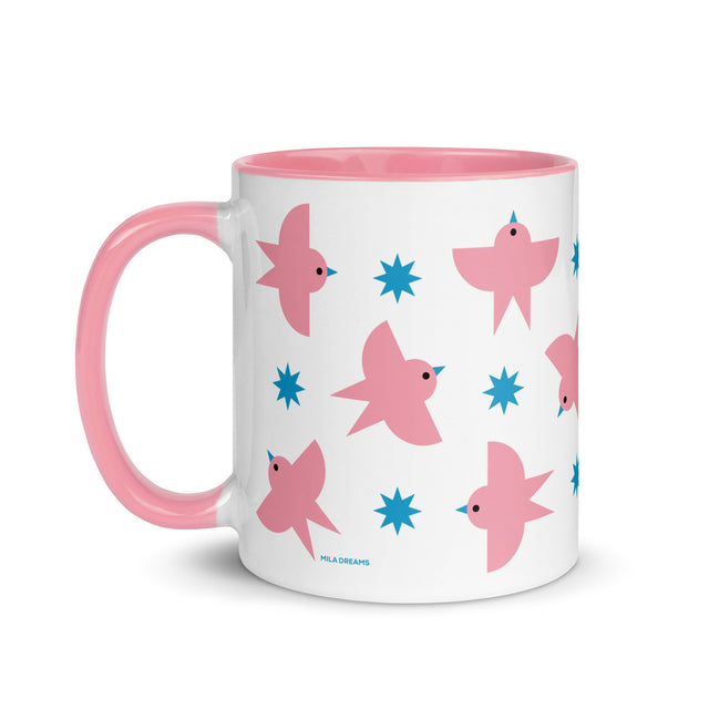 Modern Pink Bird Mug