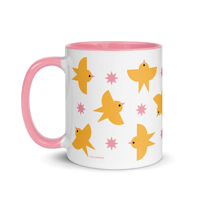 Modern Yellow Birds Pattern Mug