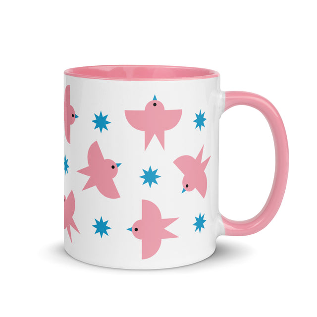 Modern Pink Bird Mug