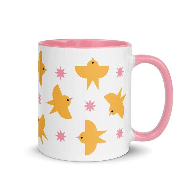 Modern Yellow Birds Pattern Mug