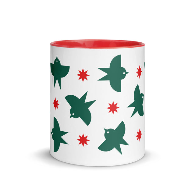 Green Birds Flying Holiday Mug
